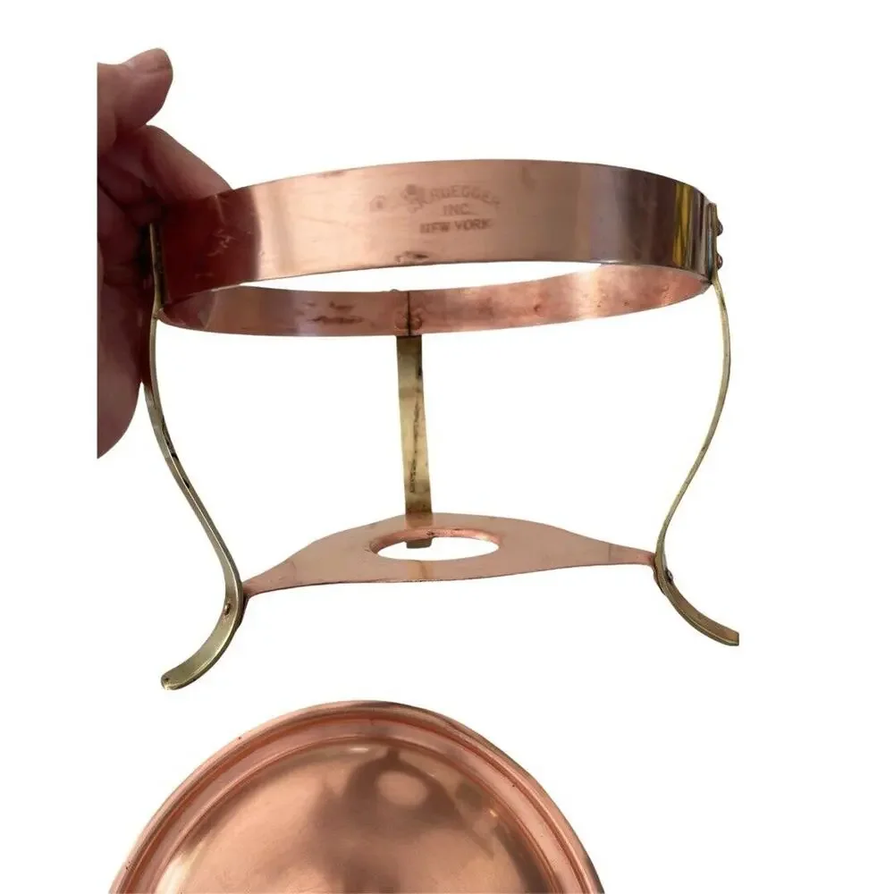 Vintage Charles R Ruegger Copper 3-pc Chafing Pot Warmer